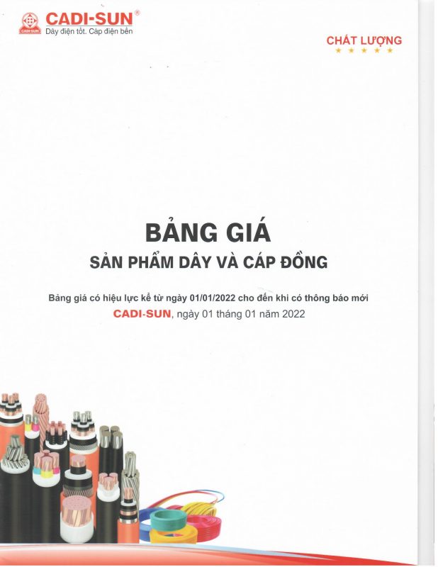 bảng giá dây cáp điện cadisun mới nhất