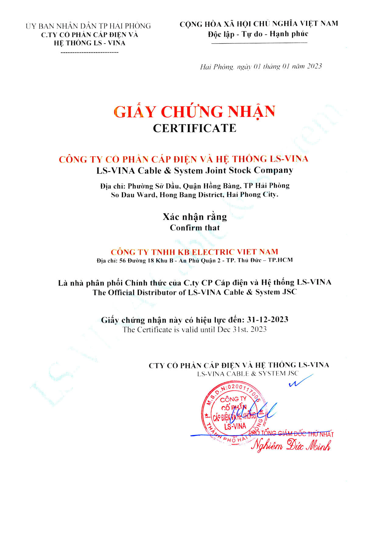 dại lý cáp điện LS