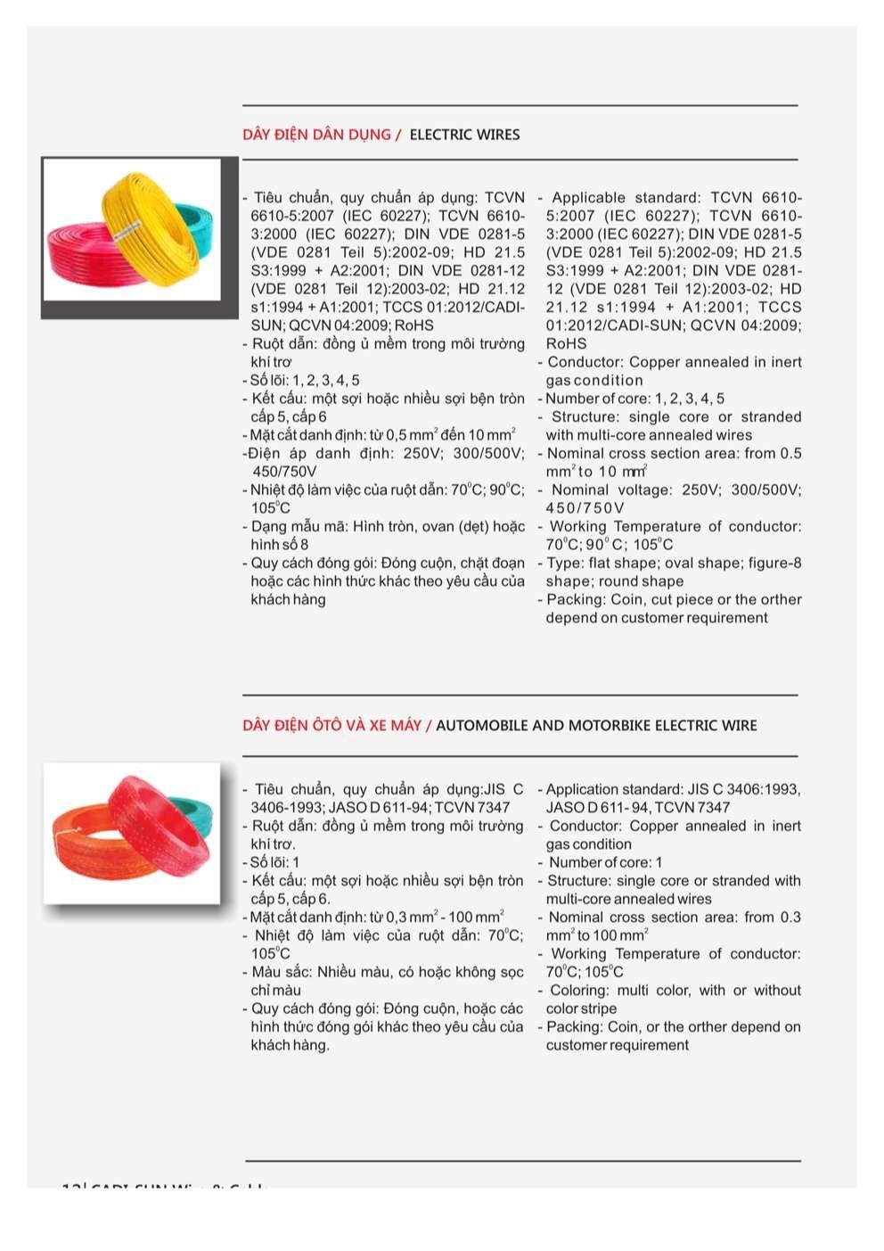 Sản phẩm tiêu biểu dây cáp điện Cadisun - Trang 12