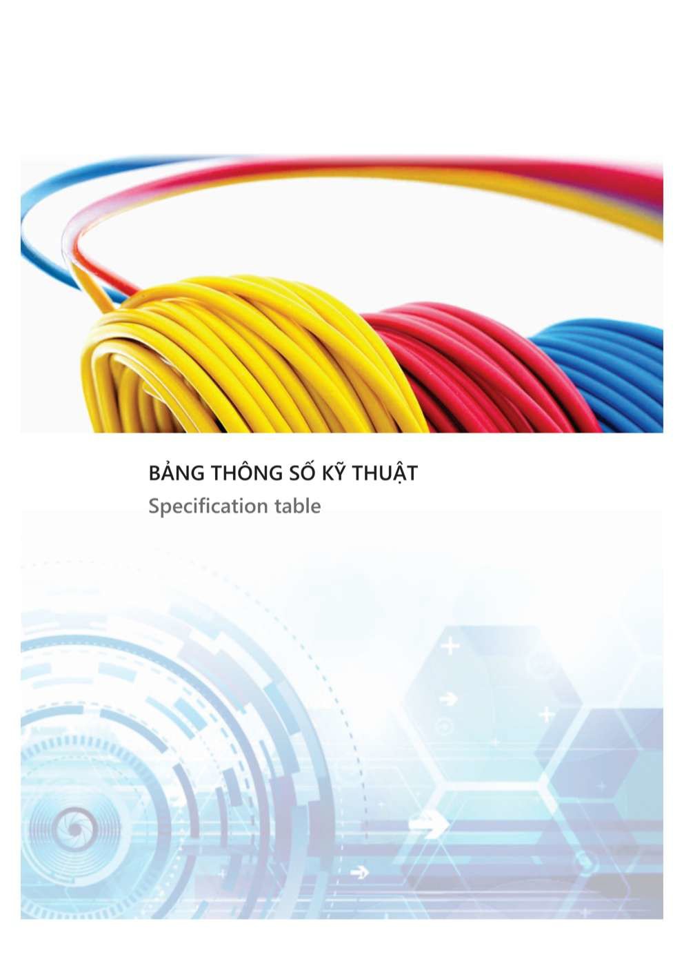 Bảng thông số kỹ thuật dây cáp điện Cadisun - Trang 14