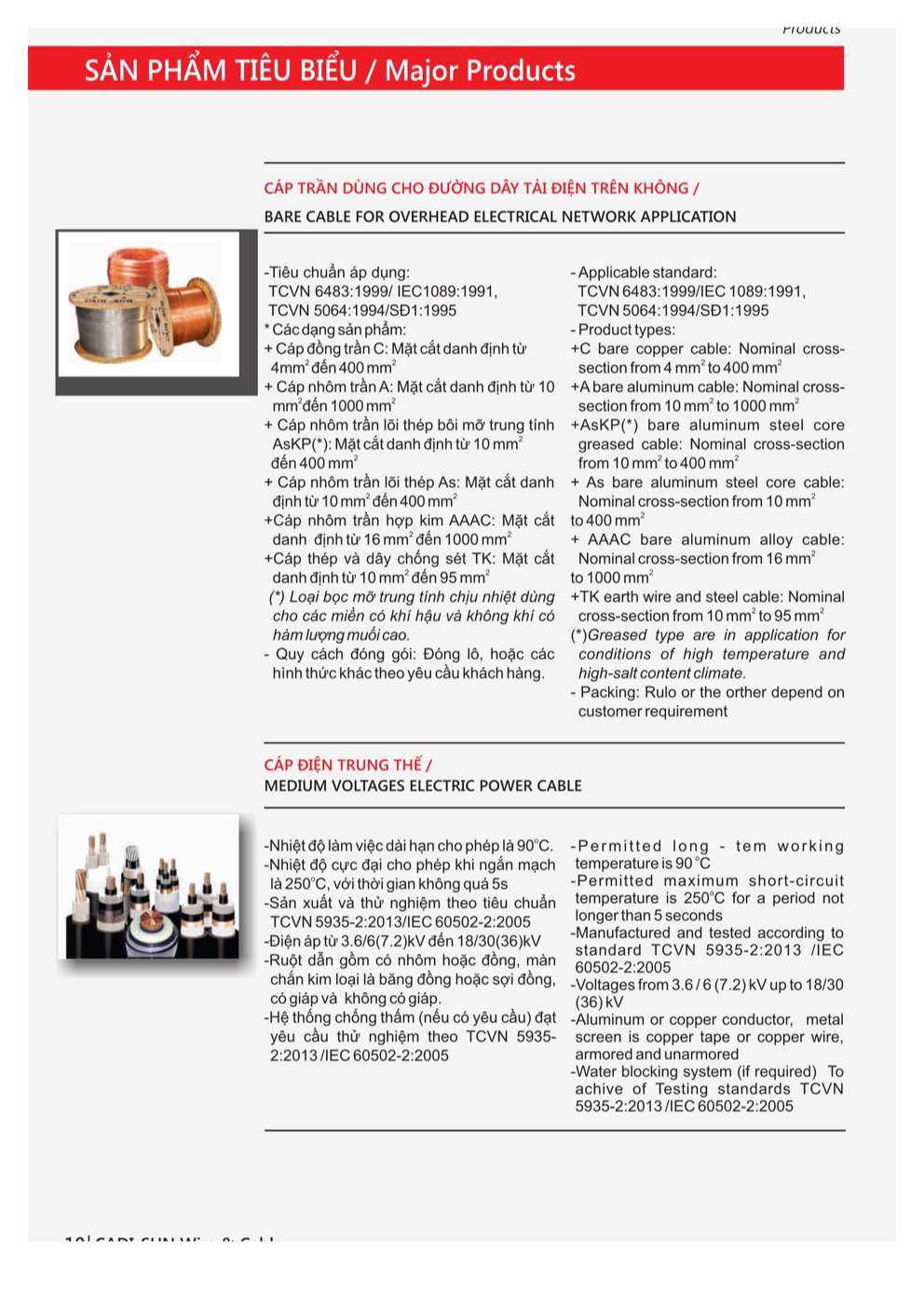 Sản phẩm tiêu biểu dây cáp điện Cadisun - Trang 10