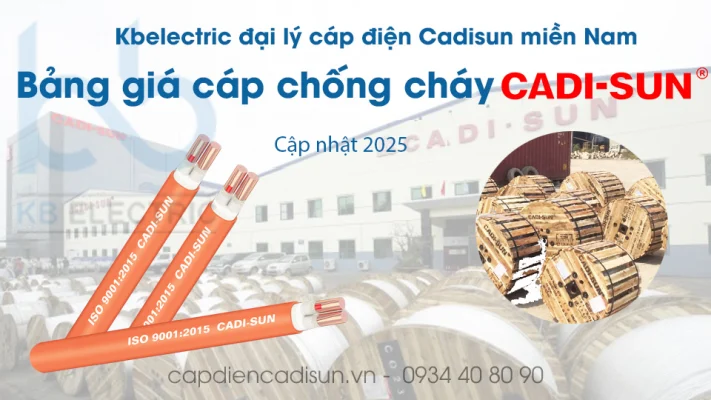 Bảng giá cáp chậm cháy Cadisun 2025 capdiencadisun.vn